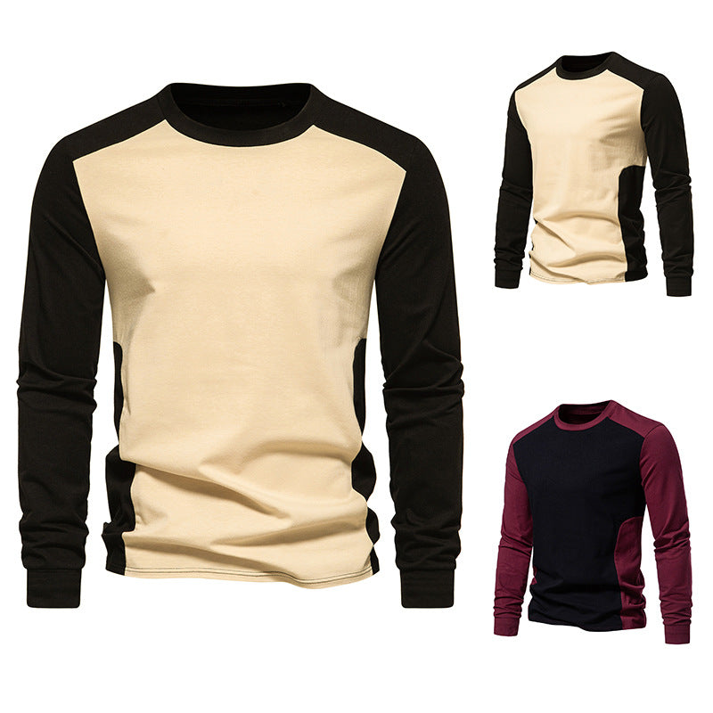 Herren Langarm-T-Shirt mit kontrastierenden Ärmeln und bequemer Passform EB