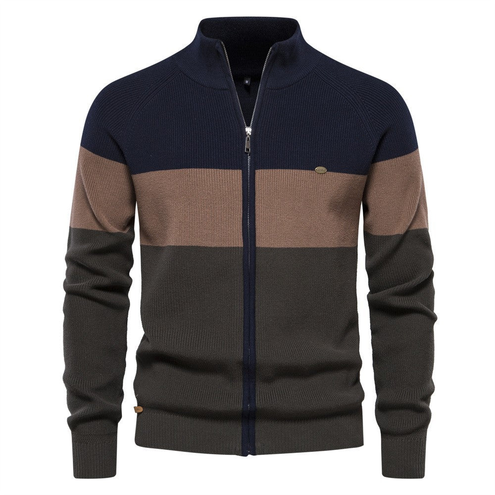 Herren Strickjacke mit modischem Farbblockdesign und hochwertigem Reißverschluss EB