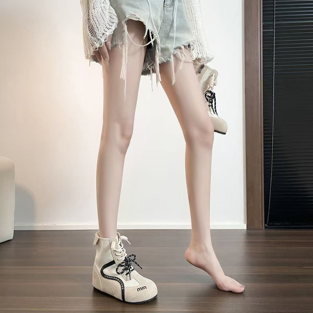 Damen High-Top Sneakers mit innovativer Schnürung und Reißverschluss EB