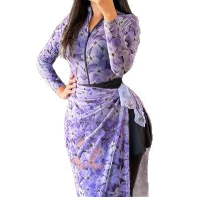 Damen Elegantes Maxikleid mit floralen Details EB