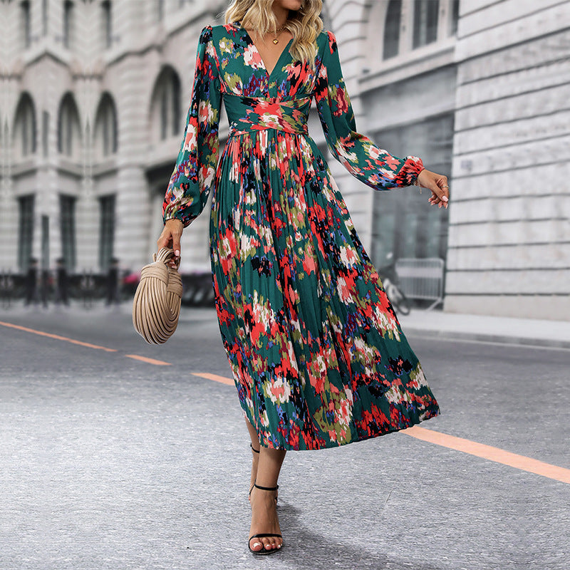Damen Maxikleid mit plissiertem Design und aufregendem Beinschlitz EB