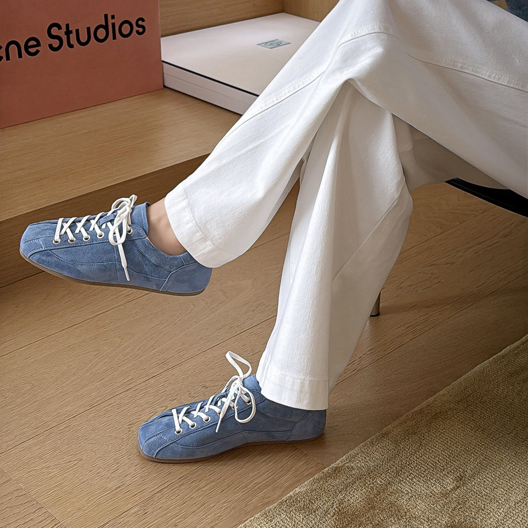 Damen sportliche Wildleder Sneakers im Retro-Design mit hervorragender Dämpfung EB