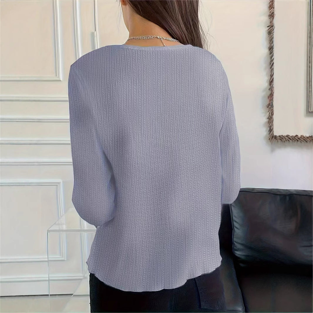 Damen Langarmshirt mit strukturiertem Feinstrick EB
