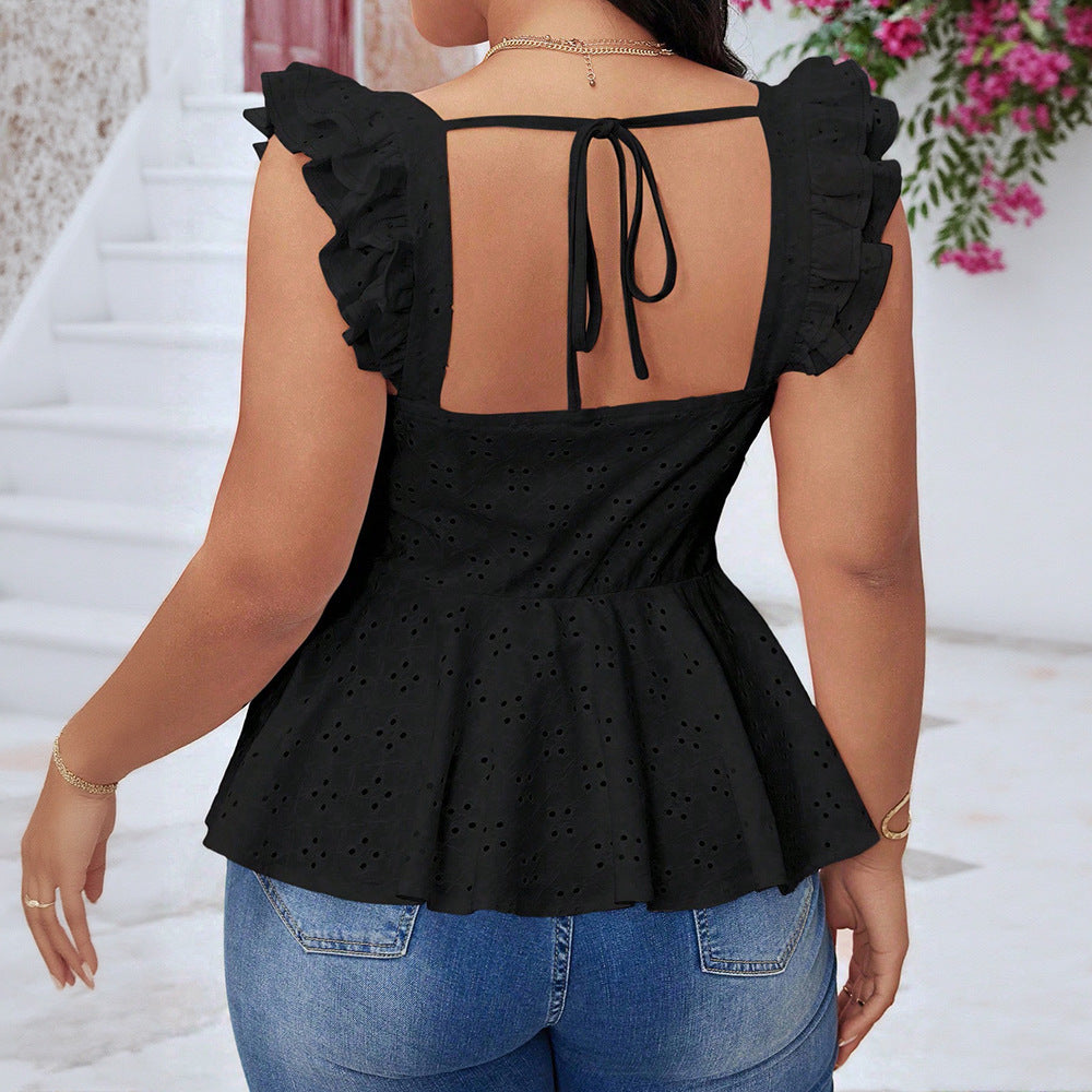 Damen Elegantes Oberteil mit Rüschen und Bindedetail EB