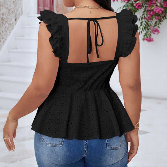 Damen Elegantes Oberteil mit Rüschen und Bindedetail EB