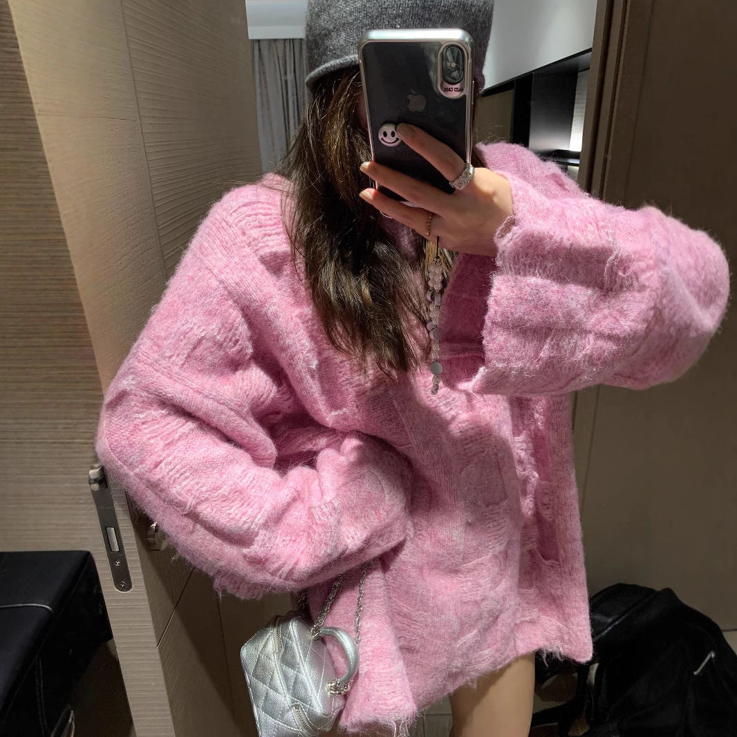Damen Oversized Strickpullover im lässigen Pullover-Stil EB