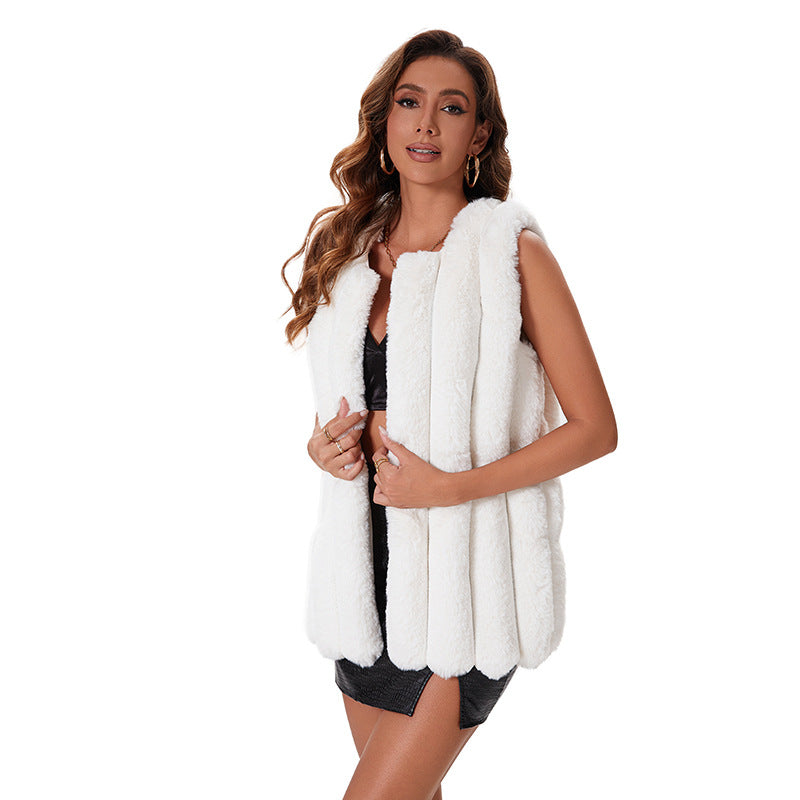 Damen Modische Kunstfellweste mit elegantem Schnitt EB
