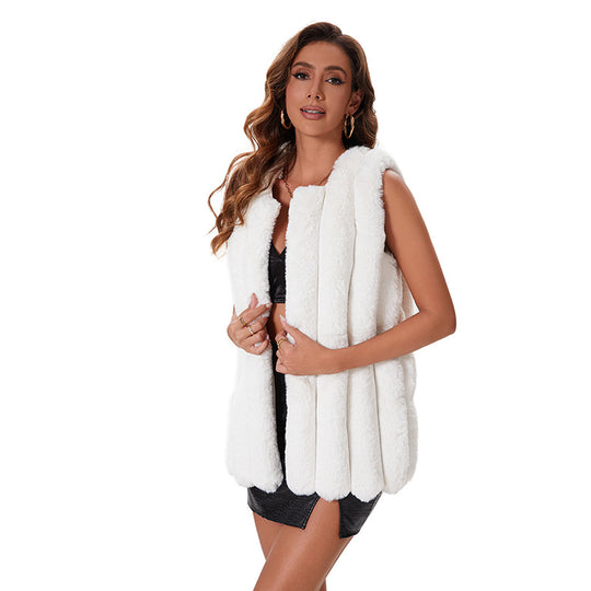 Damen Modische Kunstfellweste mit elegantem Schnitt EB