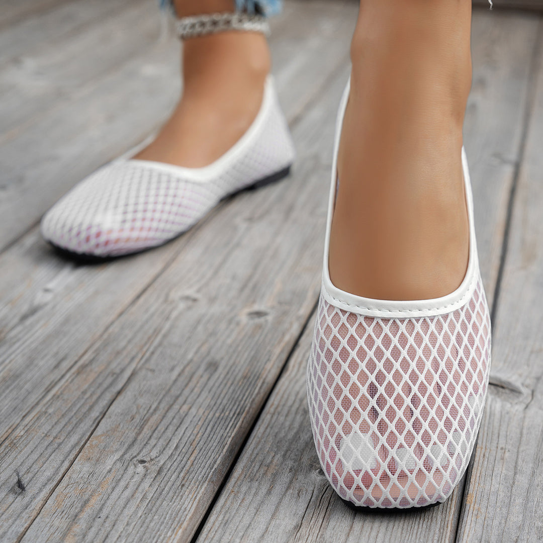 Damen atmungsaktive Slip-On Ballerinas mit flexiblem Netzdesign EB