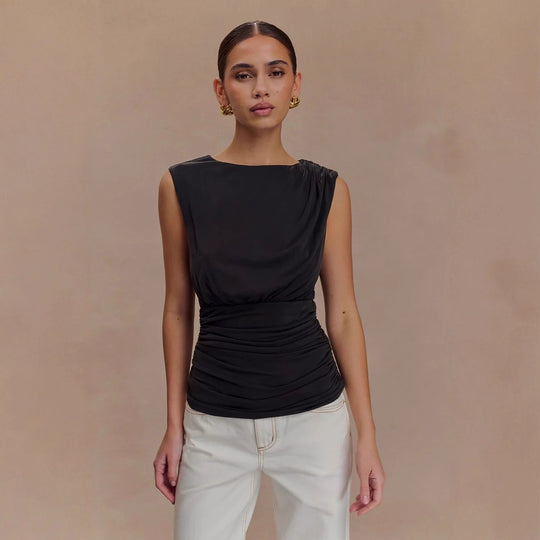 Damen figurbetontes Oberteil mit raffiniertem Drapierungsdesign EB