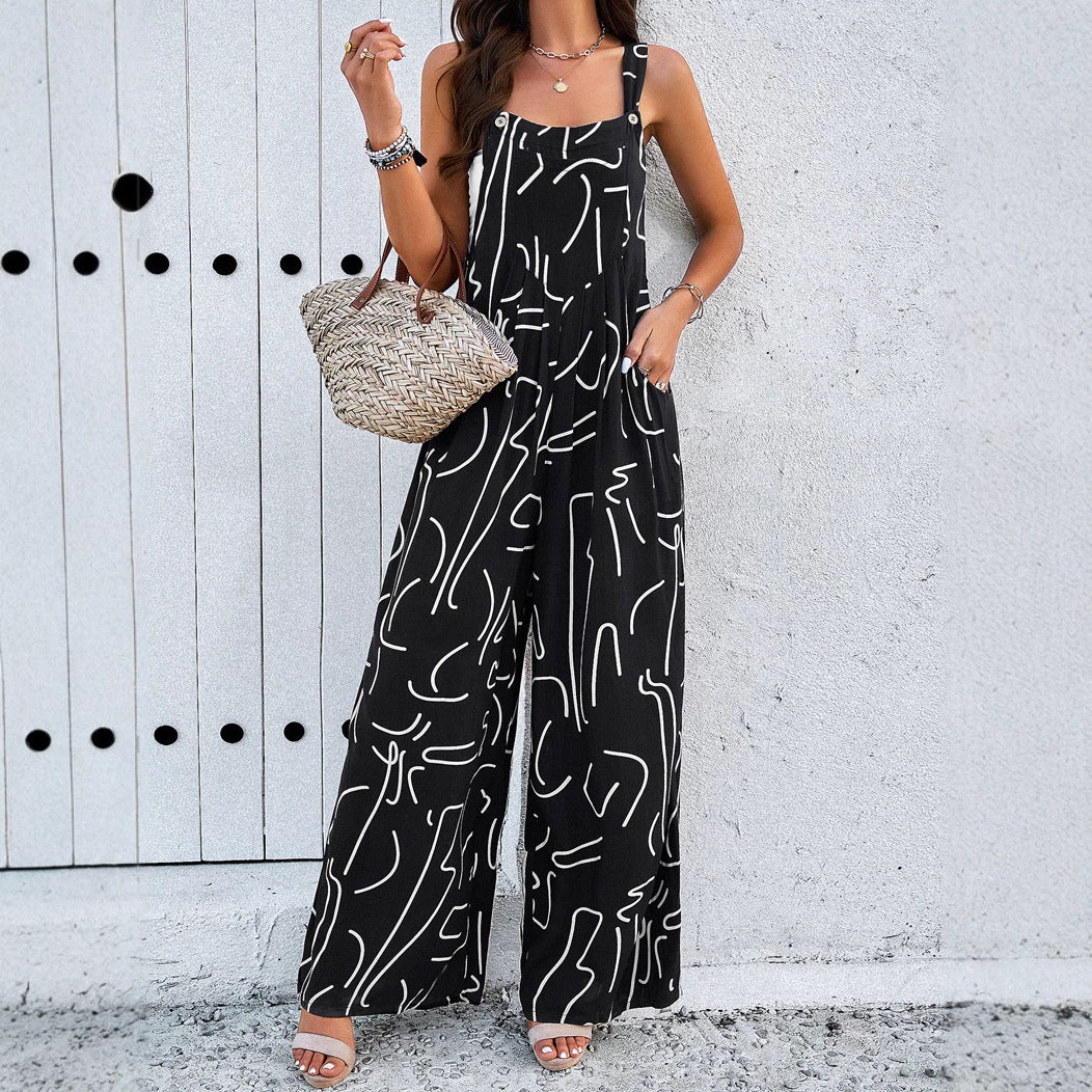 Damen weite Jumpsuit aus leichtem Stoff EB