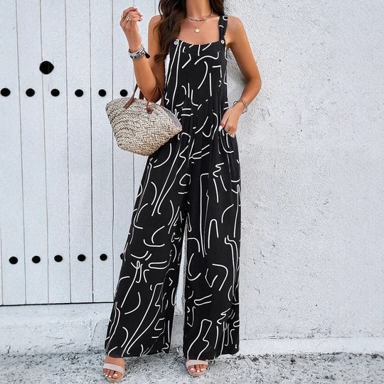 Damen weite Jumpsuit aus leichtem Stoff EB