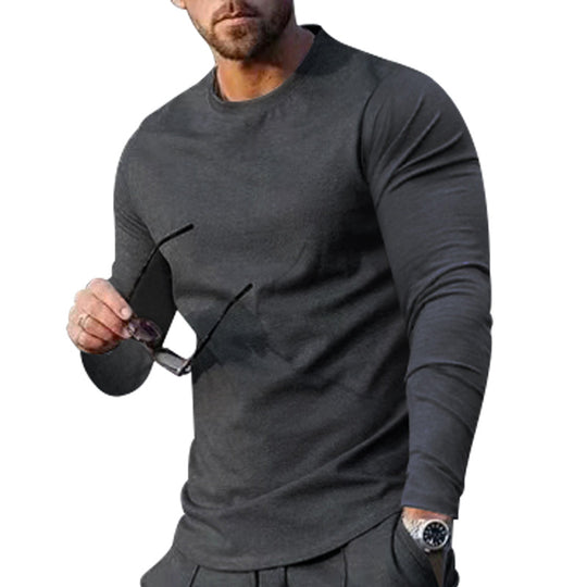 Herren hochwertiges Langarmshirt mit stylishem Rundhalsund und weicher Baumwollmischung EB