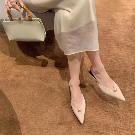 Damen Slingback-Pumps mit stilvollem Perlendetail und elegantem Design EB