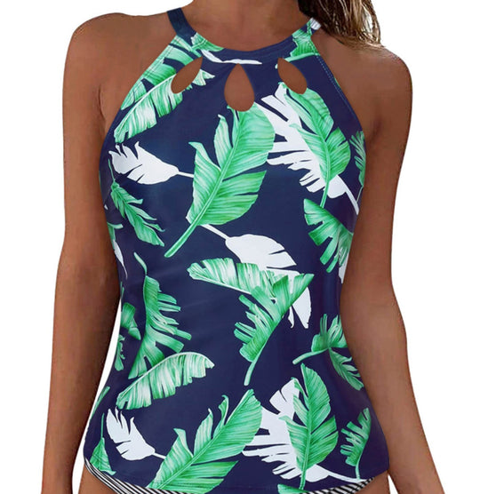 Damen Sportliches Tankini-Oberteil mit modischem Rundhalsausschnitt und Cut-Outs EB