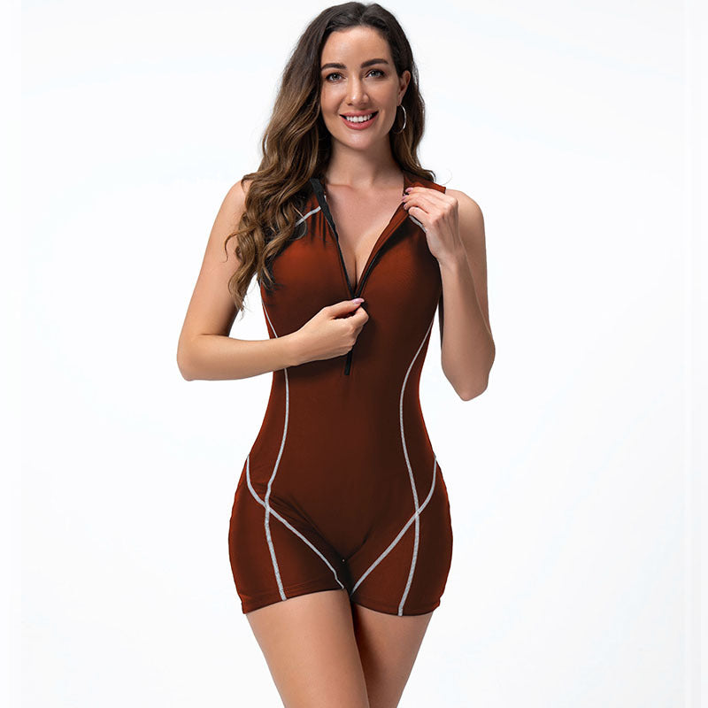 Damen Sportlicher Badeanzug mit hohen Beinausschnitten EB