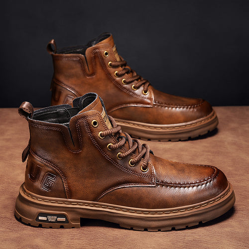 Herren robuste Lederboots mit rutschfester Sohle EB