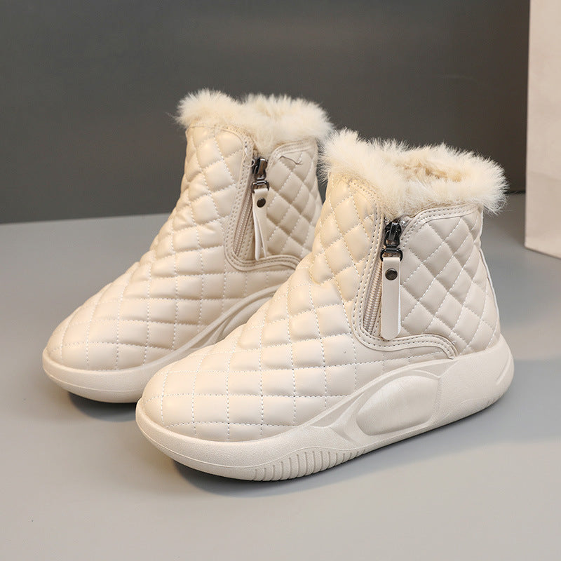 Damen warme Winterstiefel mit modischer Steppung und praktischem Reißverschluss EB