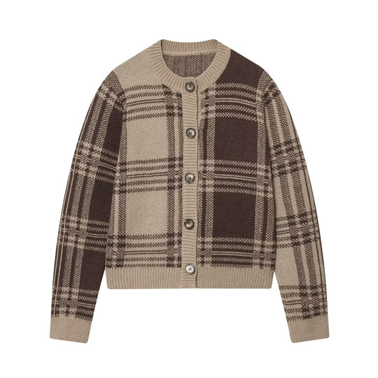 Damen Gemusterte Strickjacke mit Knopfdetails EB
