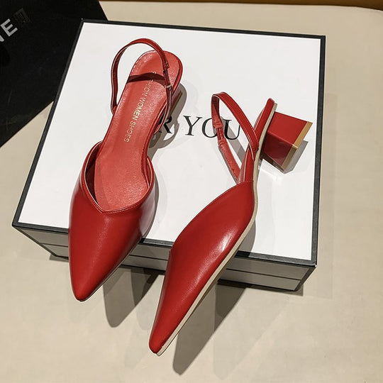 Damen Slingback-Pumps mit spitzer Zehenpartie und quadratischem Absatz EB