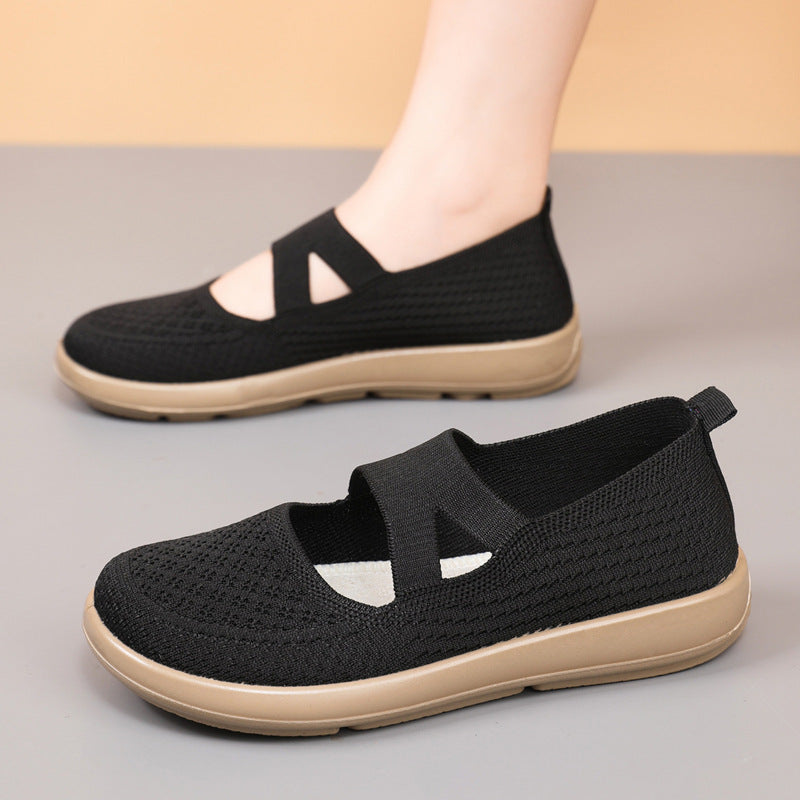 Damen leichte und atmungsaktive Ballerinas mit flexiblem Obermaterial EB