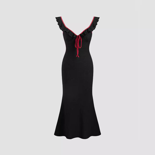 Damen Fließendes Maxikleid mit Rüschendetails EB