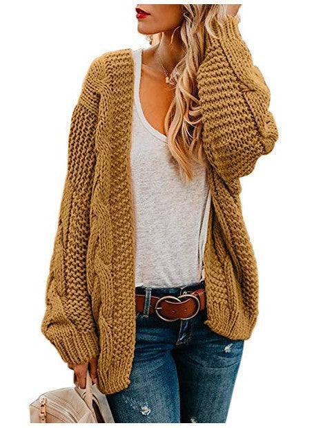 Damen Grobstrickjacke mit lässigem Schnitt und voluminösen Ärmeln EB