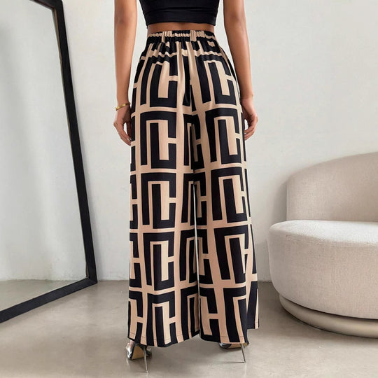 Damen Modische Palazzo-Hose mit grafischem Muster EB