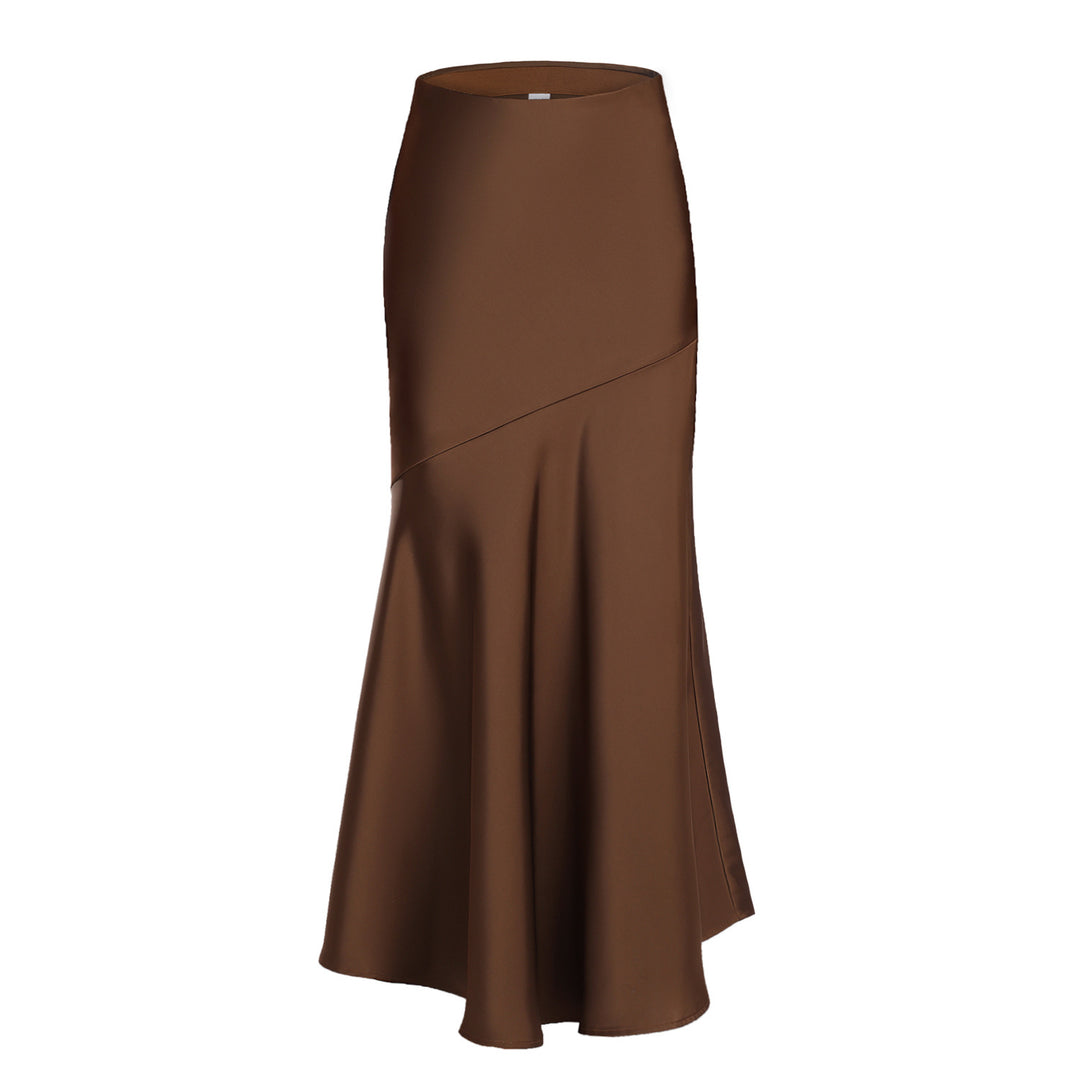Damen Eleganter fließender Maxirock mit diagonaler Naht EB