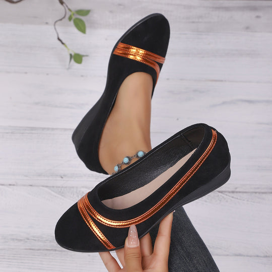 Damen elegante und bequeme Ballerinas mit modischen Metallic-Akzenten EB