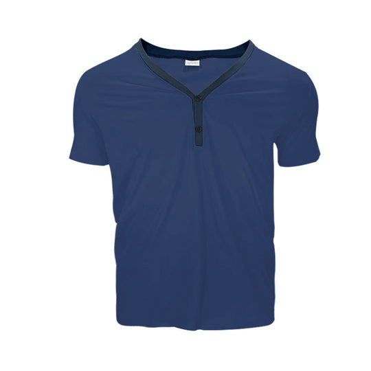 Herren Kurzarmshirt mit modernem V-Ausschnitt und Knopfleiste EB