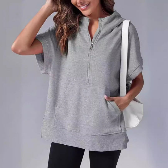 Damen Lässiger Kapuzenpullover mit Reißverschluss und praktischen Taschen EB