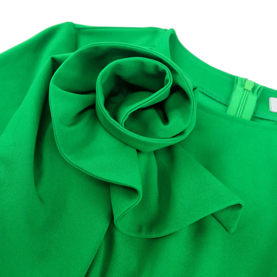 Damen figurbetontes Kleid mit floralem Rüschendetail und Taillengürtel EB