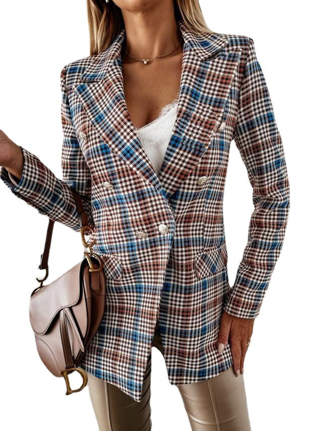 Damen eleganter Blazer mit doppelter Knopfleiste und feinen Details EB