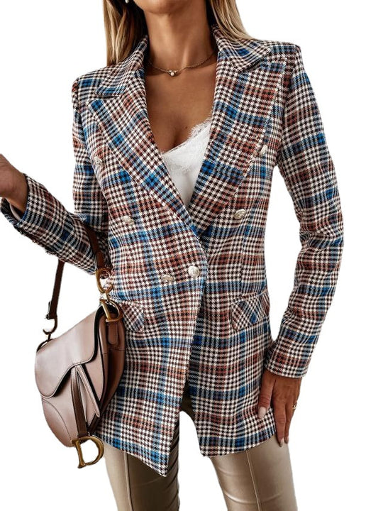 Damen eleganter Blazer mit doppelter Knopfleiste und feinen Details EB
