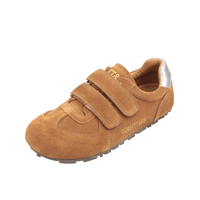 Damen Sportliche Velours Sneaker mit verstellbarem Klettverschluss und ergonomischer Sohle EB