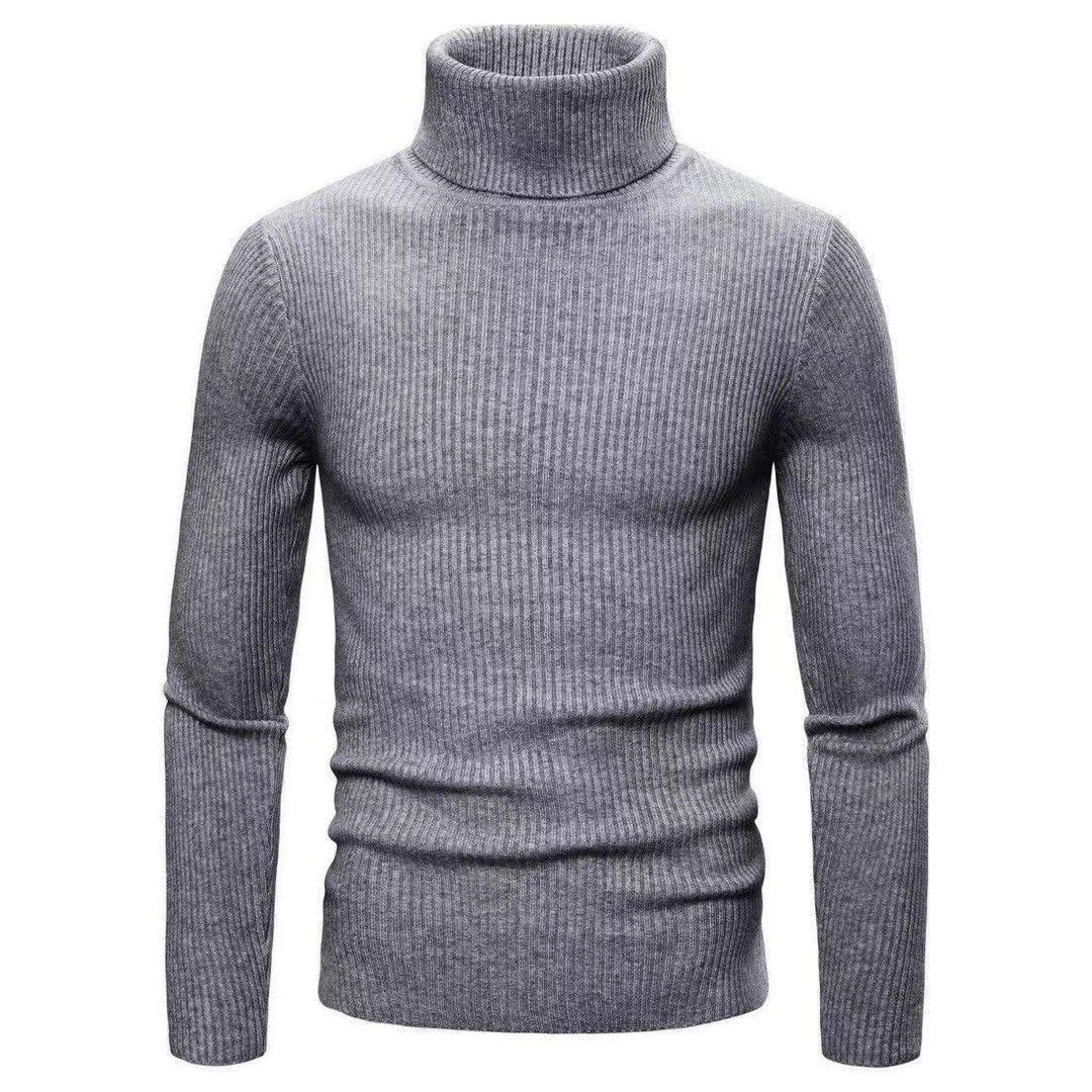 Herren hochwertiger Rollkragenpullover aus feinem Rippstrick EB