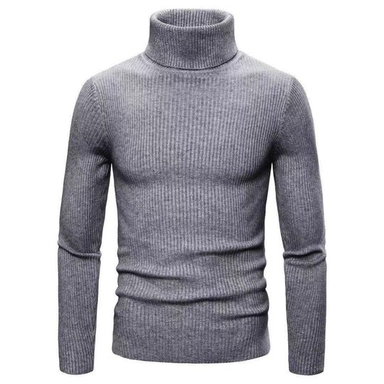 Herren hochwertiger Rollkragenpullover aus feinem Rippstrick EB