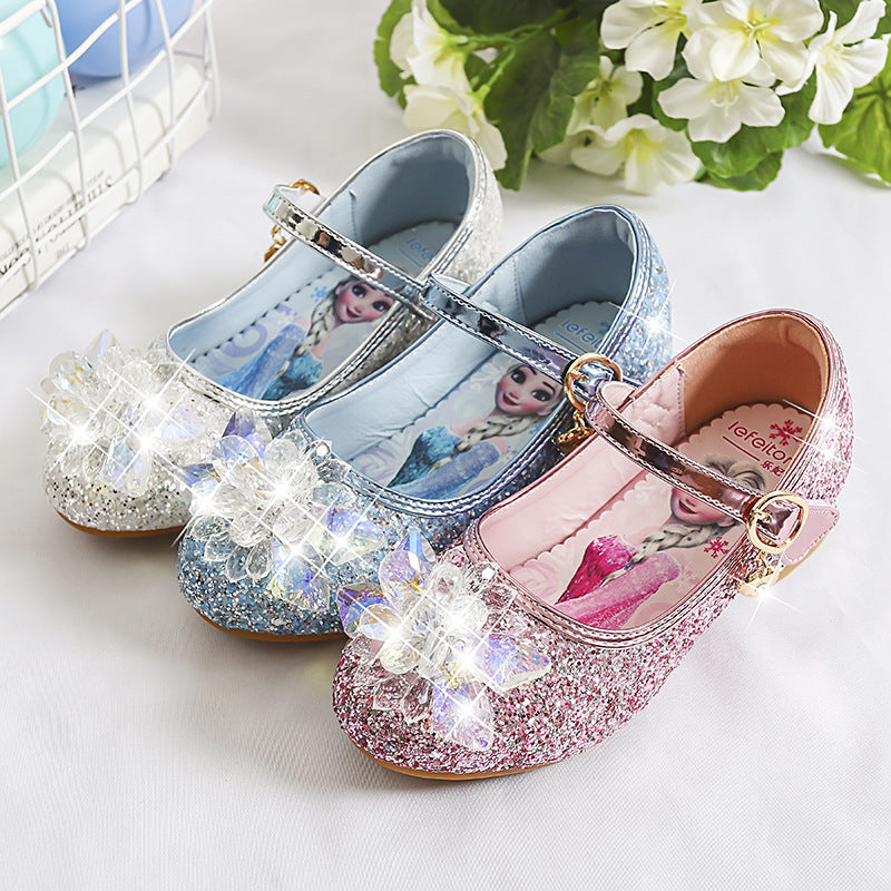 Mädchen Glitzernde Mary Jane Schuhe mit funkelnden Blumenapplikationen EB