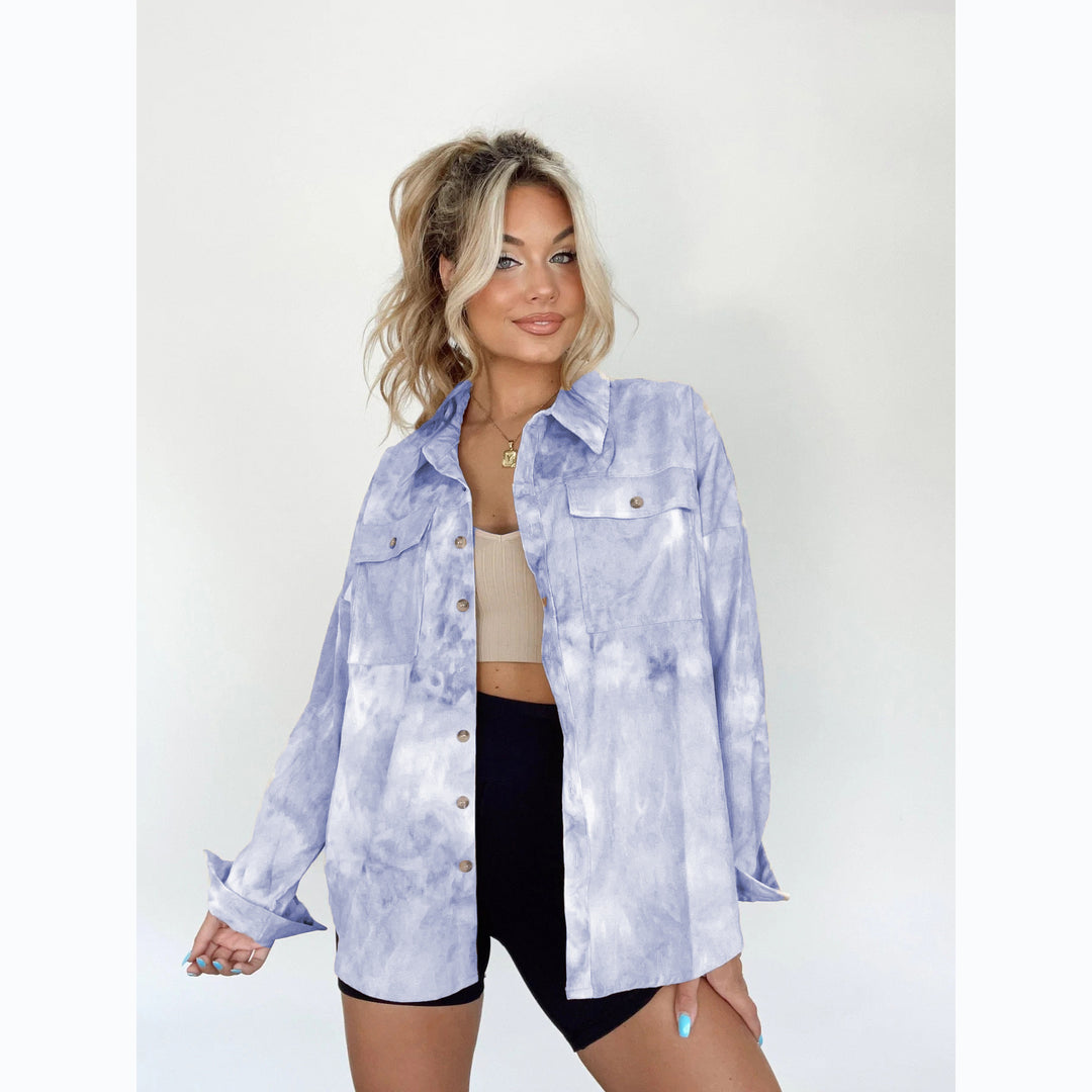 Damen Oversize Denim-Hemdjacke im angesagten Batikdesign EB