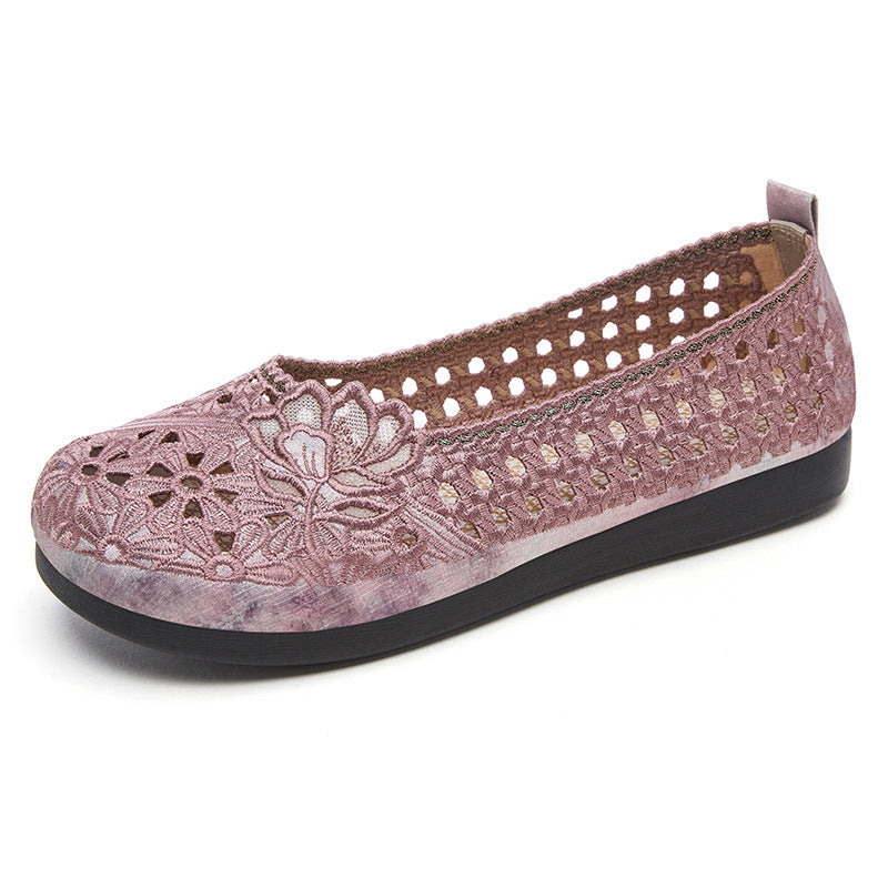 Damen Komfortable Ballerinas mit floraler Stickerei EB