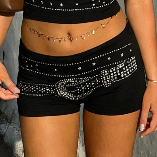 Damen Funkelnde Glitzer-Shorts im sportlichen Design EB