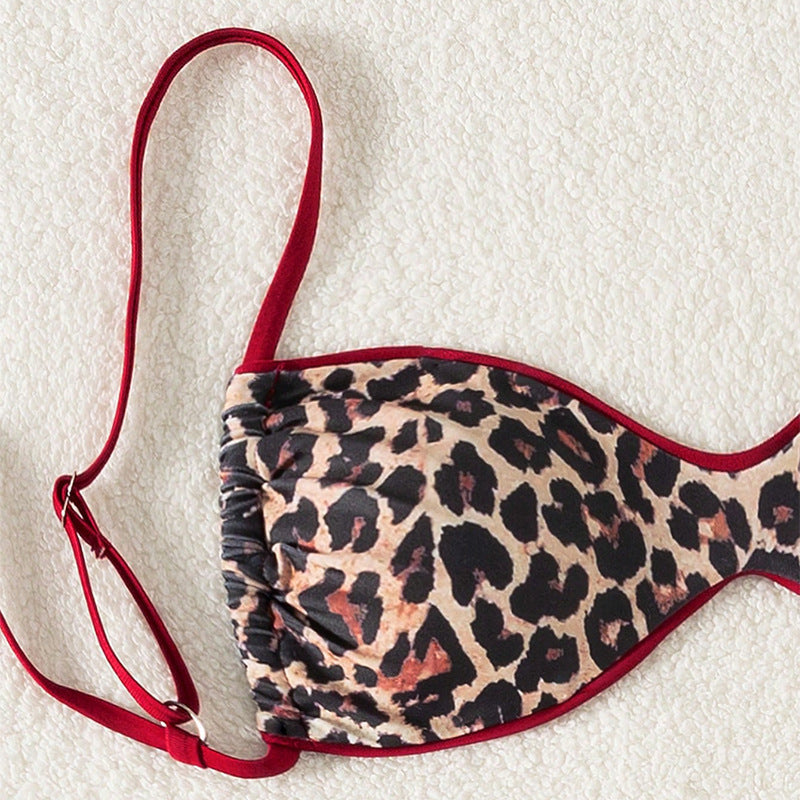Damen Triangel-Bikini mit modischem Leo-Design und verstellbaren Trägern EB