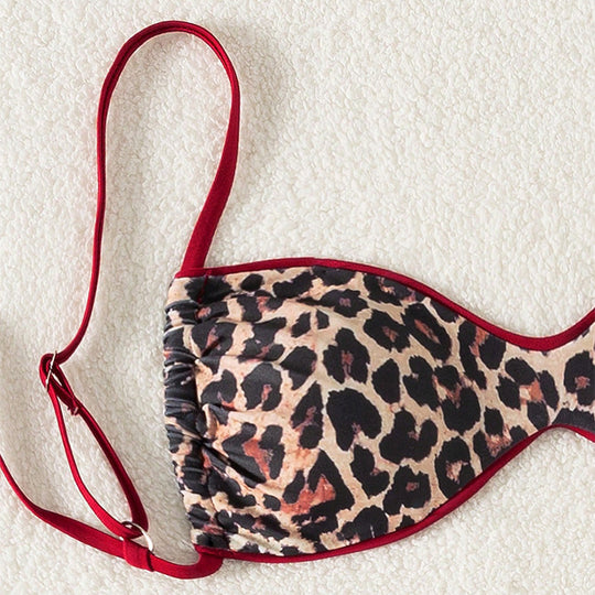 Damen Triangel-Bikini mit modischem Leo-Design und verstellbaren Trägern EB
