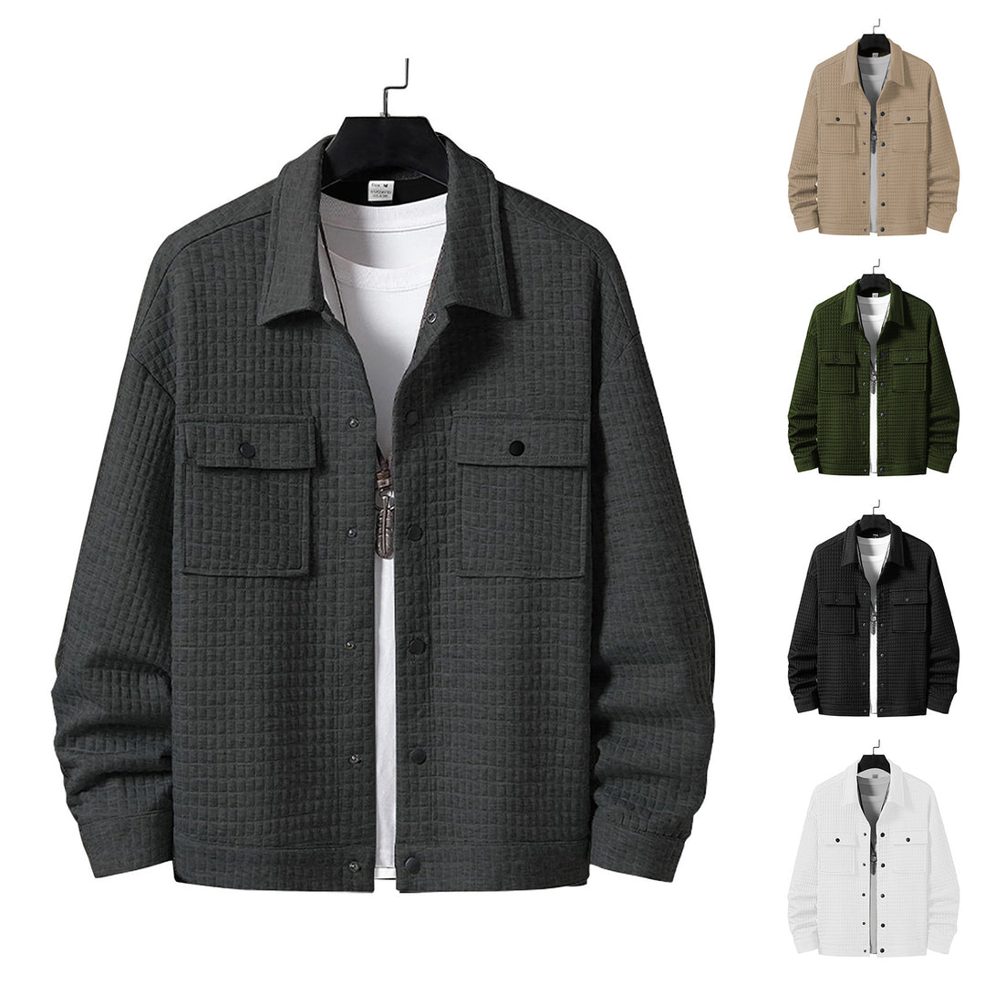 Herren nan gesteppte Overshirtjacke mit quadratischer Steppstruktur und aufgesetzten Brusttaschen EB