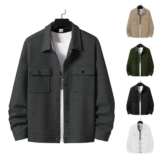 Herren nan gesteppte Overshirtjacke mit quadratischer Steppstruktur und aufgesetzten Brusttaschen EB