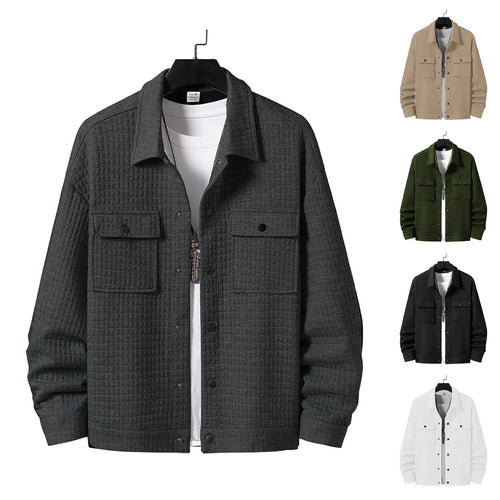 Herren nan gesteppte Overshirtjacke mit quadratischer Steppstruktur und aufgesetzten Brusttaschen EB
