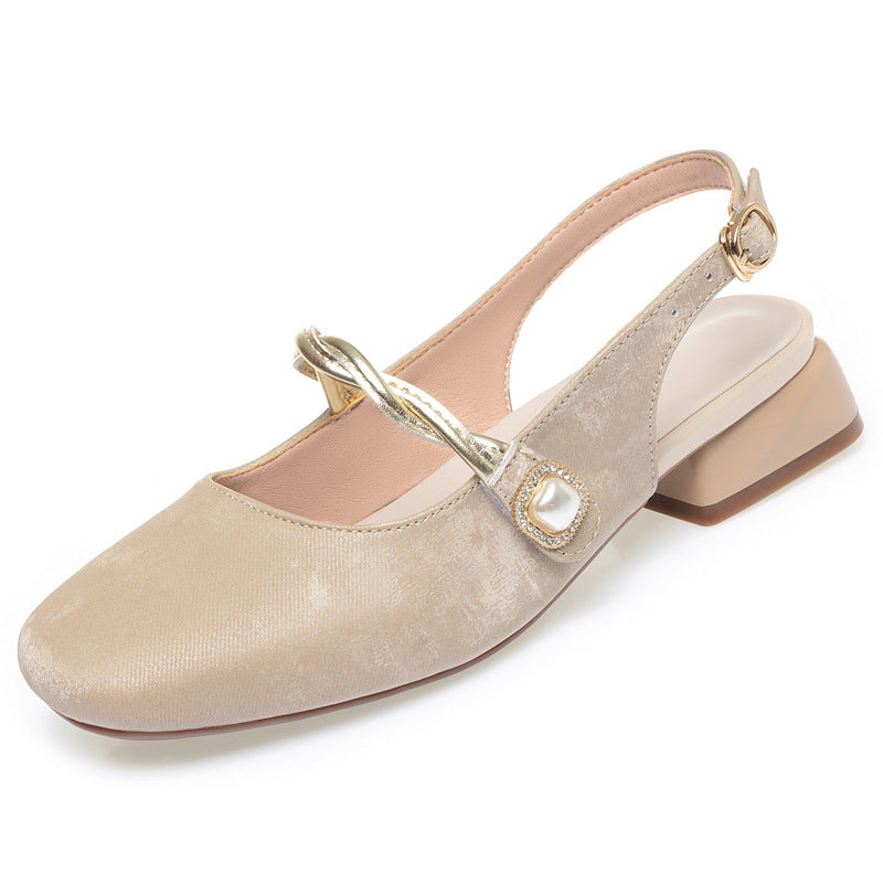 Damen Sling-Schuhe mit modischem Riemendesign und elegantem Blockabsatz EB