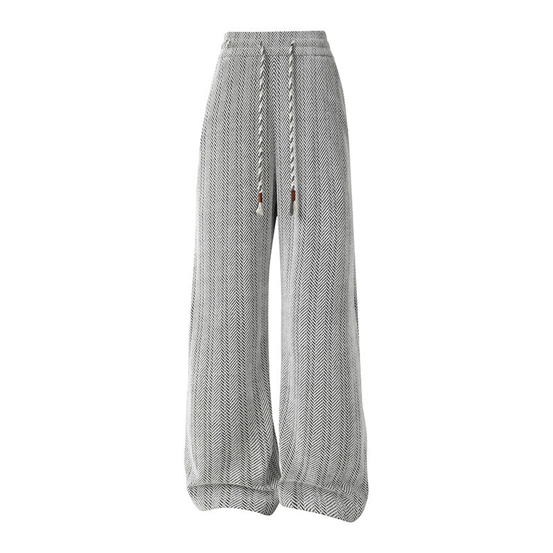 Damen weite Haremshose mit elastischem Bund und trendy Zickzackmuster EB