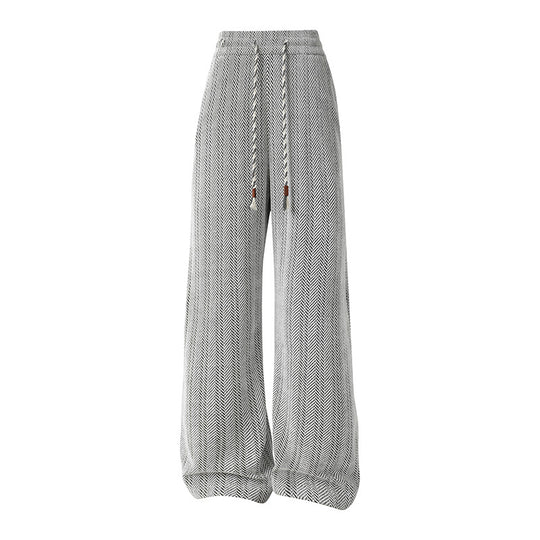 Damen weite Haremshose mit elastischem Bund und trendy Zickzackmuster EB